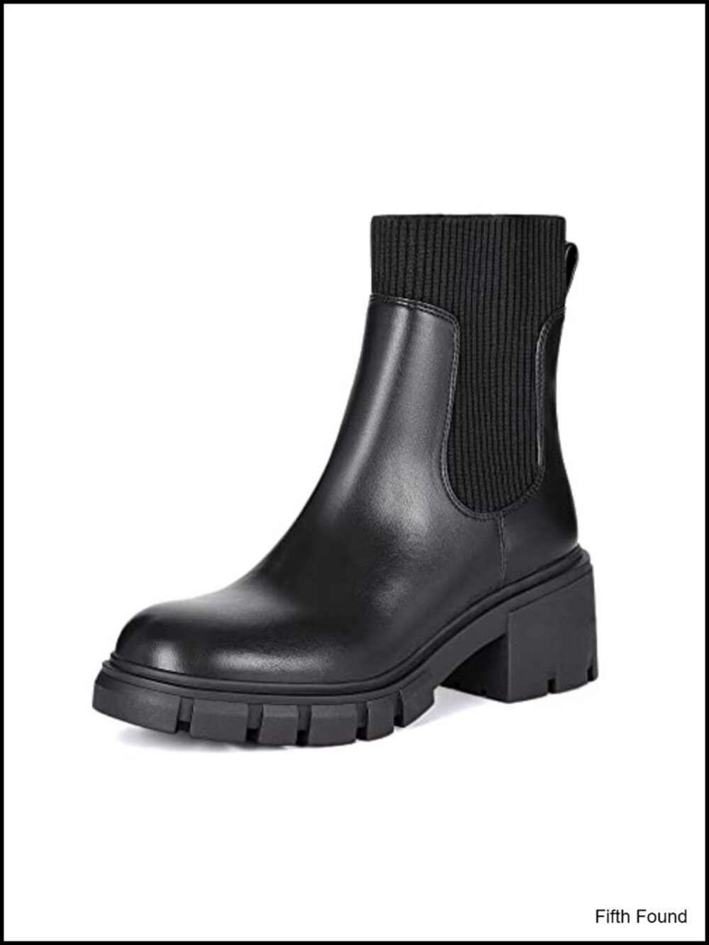 Chunky Platform Chelsea Ankle Boots PU Suede Sock Fit Pull On